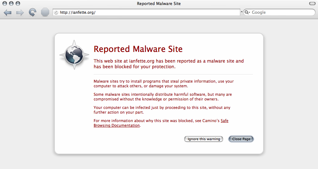Reported Malware Site