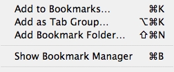 Bookmarks Menu